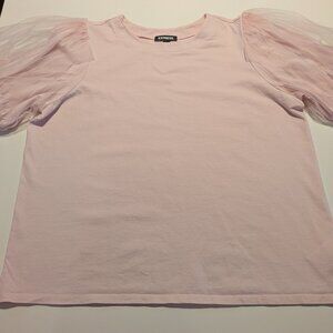 Express Pink Puff Sleeve Top | Women’s L | Excellent